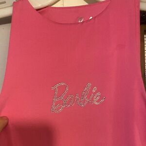 Barbie Pink Tank Top with Rhinestone Logo